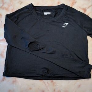 Gymshark small black drawcord crop top SM